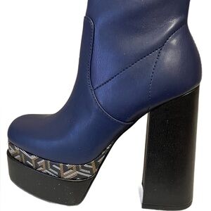 Guess Navy and Black Platform Heeled Boots